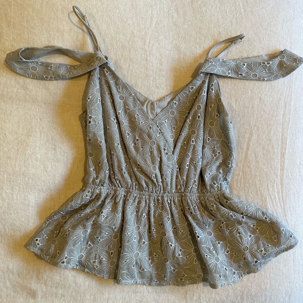 Embroidered, off-the-shoulder peplum top